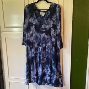 Anthropologie Pollie Tiered Tie Dye Mini Dress XL